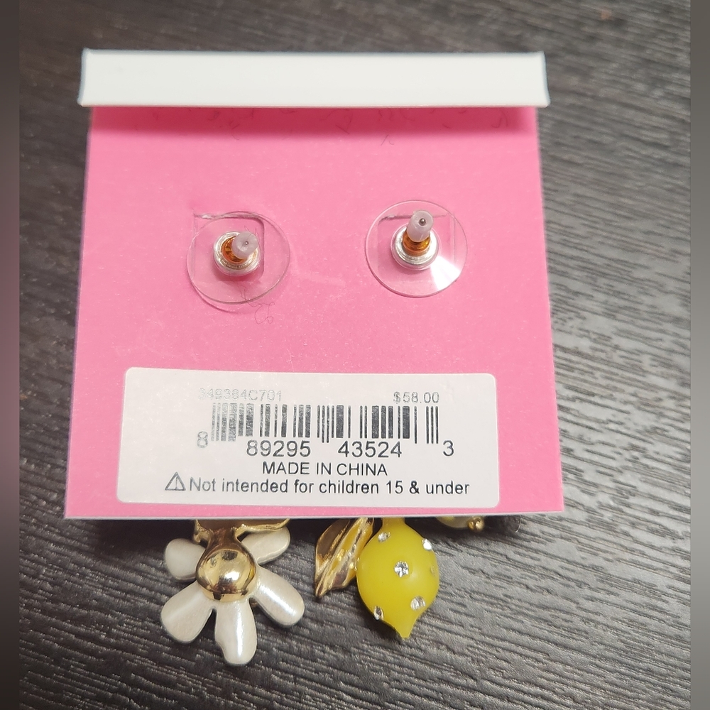 Betsey Johnson Lemon Floral Dangle Earrings - Picture 2 of 3